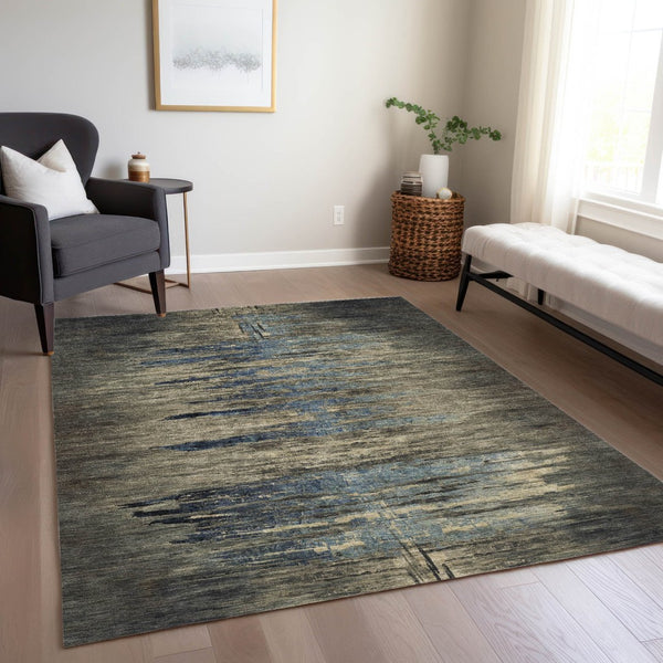 HomeRoots 5' Abstract Washable Area Rug for Indoor & Outdoor Use - Modern Design, Durable & Easy Care 5' X 8' 608851
