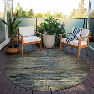 HomeRoots 5' Abstract Washable Area Rug for Indoor & Outdoor Use - Modern Design, Durable & Easy Care 8' Round 608852