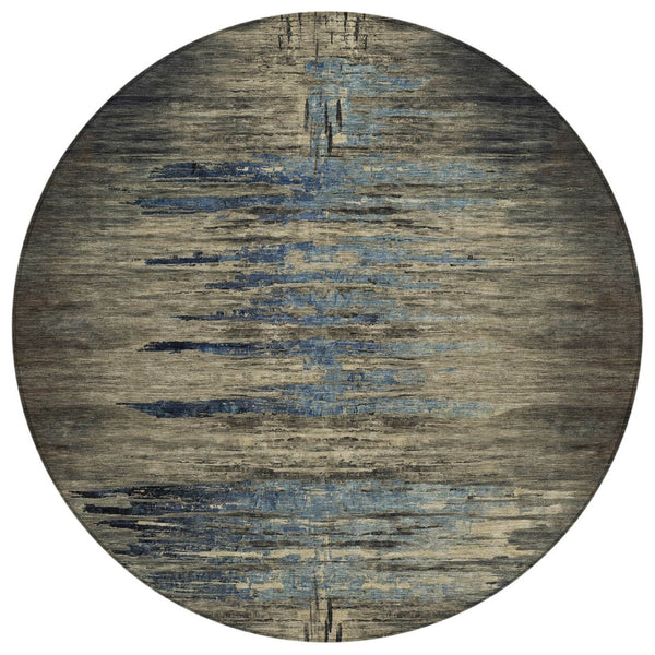 HomeRoots 5' Abstract Washable Area Rug for Indoor & Outdoor Use - Modern Design, Durable & Easy Care 8' Round 608852