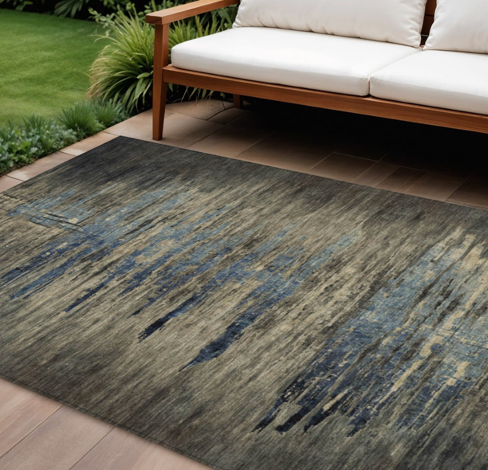 HomeRoots 9' X 12' Coffee Abstract Indoor Outdoor Rug – Durable, Stain-Resistant, Machine Washable & Stylish! 608854