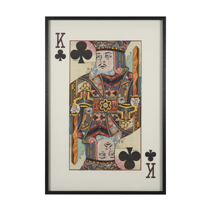 HomeRoots King of Clubs Hand-Painted Black Framed Illustration Wall Art for Bold Contemporary Decor 608856
