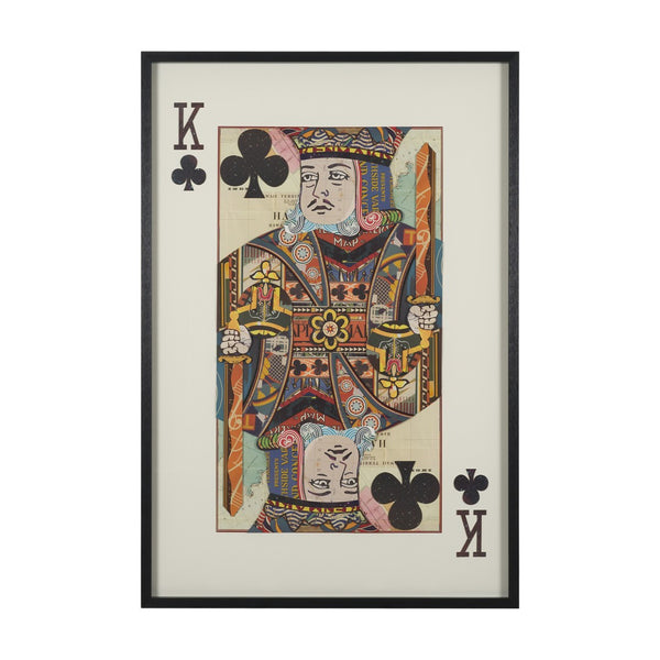 HomeRoots King of Clubs Hand-Painted Black Framed Illustration Wall Art for Bold Contemporary Decor 608856