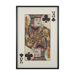 HomeRoots King of Clubs Hand-Painted Black Framed Illustration Wall Art for Bold Contemporary Decor 608856