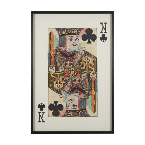HomeRoots King of Clubs Hand-Painted Black Framed Illustration Wall Art for Bold Contemporary Decor 608856