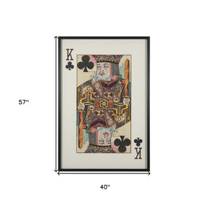 HomeRoots King of Clubs Hand-Painted Black Framed Illustration Wall Art for Bold Contemporary Decor 608856