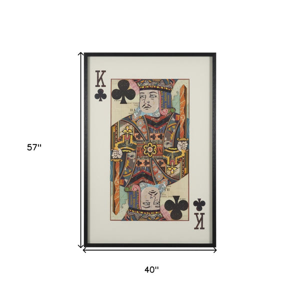 HomeRoots King of Clubs Hand-Painted Black Framed Illustration Wall Art for Bold Contemporary Decor 608856