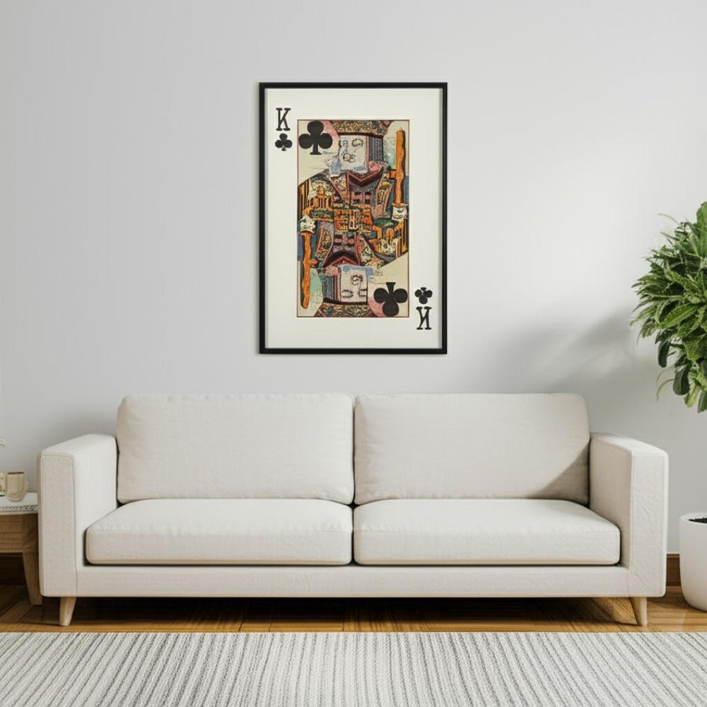 HomeRoots King of Clubs Hand-Painted Black Framed Illustration Wall Art for Bold Contemporary Decor 608856