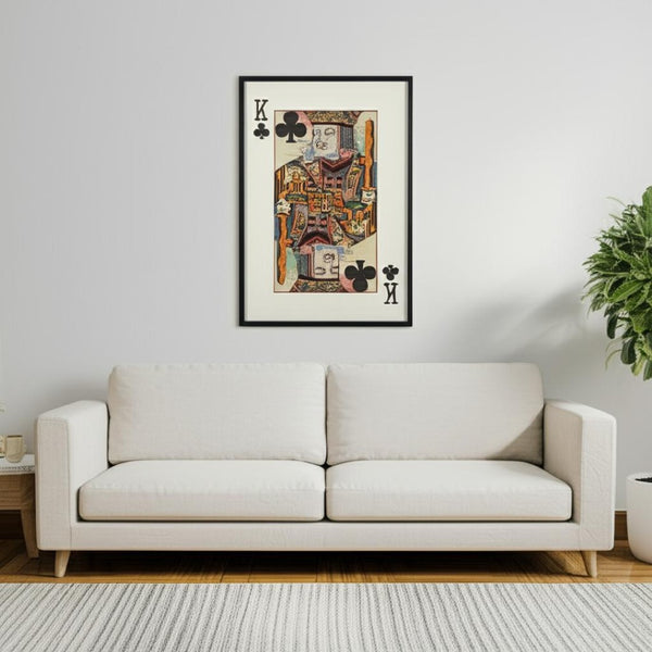 HomeRoots King of Clubs Hand-Painted Black Framed Illustration Wall Art for Bold Contemporary Decor 608856