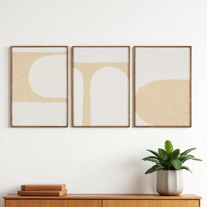 HomeRoots Set of Three Encore Brown Framed Minimalistic Wall Art Prints for Modern Home Elegance & Style 608865