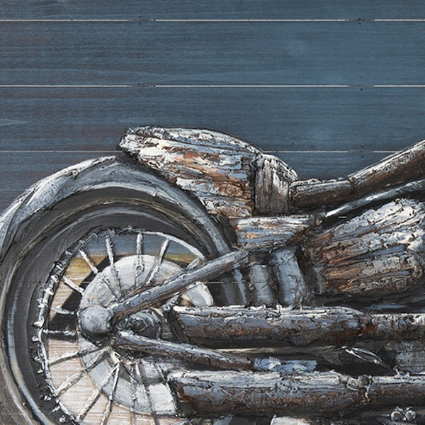 HomeRoots Vintage Cylinder Oil Painting on Wood – Distressed Unframed Wall Art for Rustic-Modern Spaces 608869