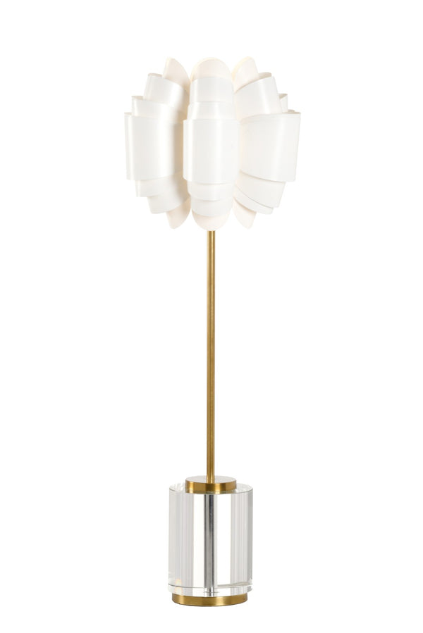 Wildwood Opera Crystal Lamp With Antique Brass Accents And Sculptural Vinyl Shade — Architectural Ambient Light 60887