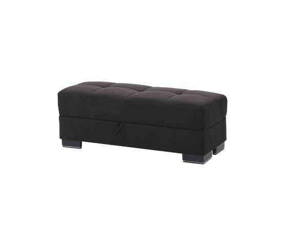 Homeroots 50" Elegant Black And Brown Microfiber Storage Ottoman - Stylish Seating With Hidden Storage Solution   608871