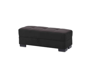 Homeroots 50" Elegant Black And Brown Microfiber Storage Ottoman - Stylish Seating With Hidden Storage Solution   608871
