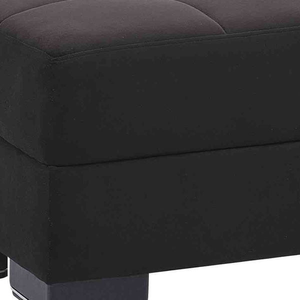 Homeroots 50" Elegant Black And Brown Microfiber Storage Ottoman - Stylish Seating With Hidden Storage Solution   608871