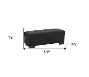 Homeroots 50" Elegant Black And Brown Microfiber Storage Ottoman - Stylish Seating With Hidden Storage Solution   608871