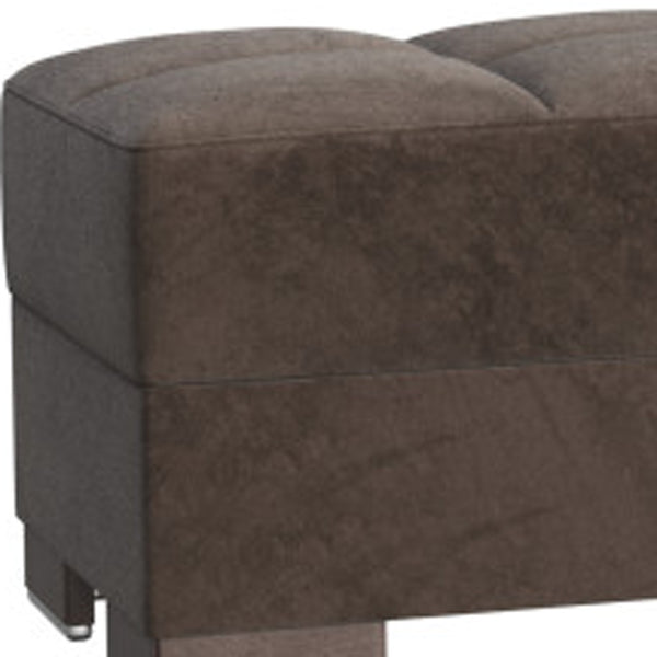 Homeroots 50" Stylish Brown Tufted Microfiber Storage Ottoman – Versatile Seating & Hidden Storage Solution   608875