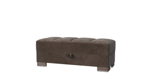 Homeroots 50" Stylish Brown Tufted Microfiber Storage Ottoman – Versatile Seating & Hidden Storage Solution   608875