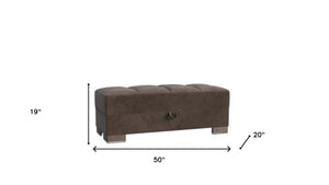 Homeroots 50" Stylish Brown Tufted Microfiber Storage Ottoman – Versatile Seating & Hidden Storage Solution   608875