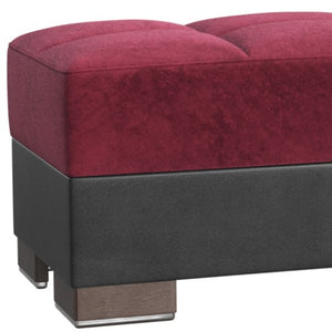 Homeroots 50" Stylish Burgundy Black Brown Microfiber Tufted Storage Ottoman For Home Décor & Comfort   608877
