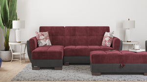 Homeroots 50" Stylish Burgundy Black Brown Microfiber Tufted Storage Ottoman For Home Décor & Comfort   608877