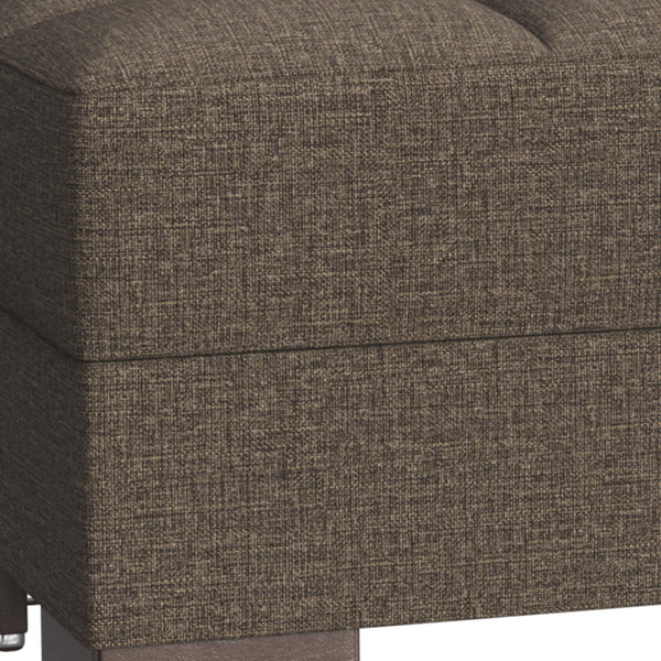 Homeroots 50" Brown Tufted Fabric Storage Ottoman - Chic Seating & Hidden Storage For Stylish Home Decor   608879