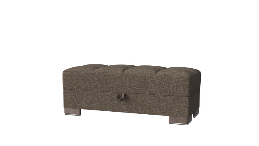 Homeroots 50" Brown Tufted Fabric Storage Ottoman - Chic Seating & Hidden Storage For Stylish Home Decor   608879