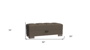 Homeroots 50" Brown Tufted Fabric Storage Ottoman - Chic Seating & Hidden Storage For Stylish Home Decor   608879