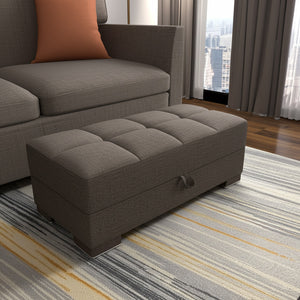 Homeroots 50" Brown Tufted Fabric Storage Ottoman - Chic Seating & Hidden Storage For Stylish Home Decor   608879