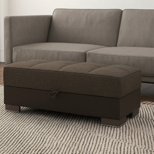 Homeroots 50" Stylish Brown And Black Upholstered Tufted Storage Ottoman - Chic Seating And Hidden Storage!   608881