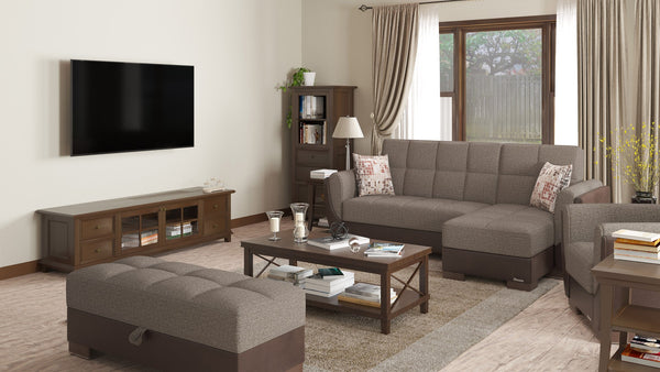 Homeroots 50" Stylish Brown And Black Upholstered Tufted Storage Ottoman - Chic Seating And Hidden Storage!   608881