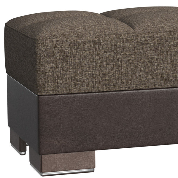 Homeroots 50" Stylish Brown And Black Upholstered Tufted Storage Ottoman - Chic Seating And Hidden Storage!   608881