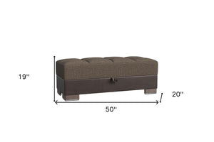 Homeroots 50" Stylish Brown And Black Upholstered Tufted Storage Ottoman - Chic Seating And Hidden Storage!   608881