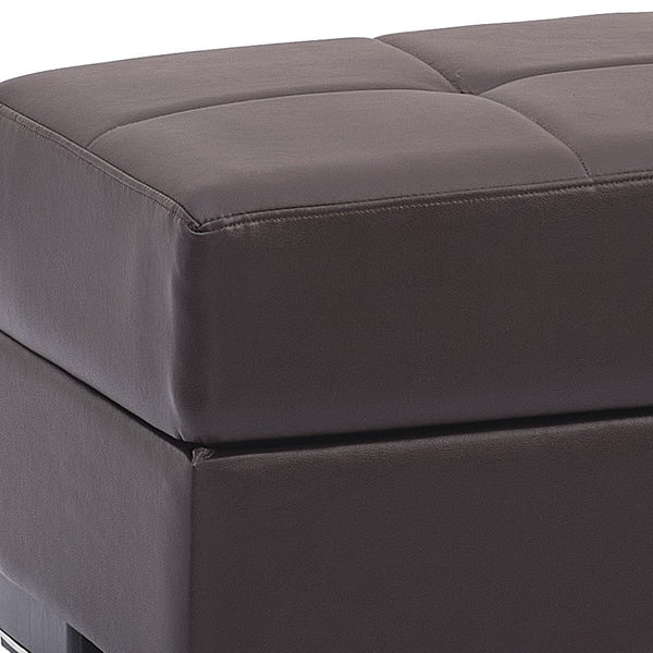 Homeroots 50" Brown Faux Leather Tufted Storage Ottoman - Stylish & Functional Seating With Hidden Storage Space   608883