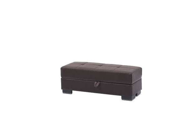 Homeroots 50" Brown Faux Leather Tufted Storage Ottoman - Stylish & Functional Seating With Hidden Storage Space   608883