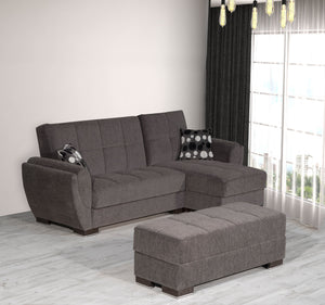 Homeroots 50" Gray And Brown Chenille Tufted Storage Ottoman - Stylish Seating With Hidden Storage Solution!   608886