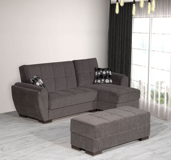 Homeroots 50" Gray And Brown Chenille Tufted Storage Ottoman - Stylish Seating With Hidden Storage Solution!   608886