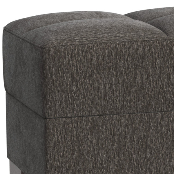Homeroots 50" Gray And Brown Chenille Tufted Storage Ottoman - Stylish Seating With Hidden Storage Solution!   608886