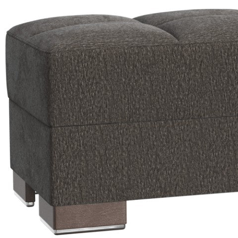 Homeroots 50" Gray And Brown Chenille Tufted Storage Ottoman - Stylish Seating With Hidden Storage Solution!   608886