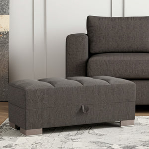 Homeroots 50" Gray And Brown Chenille Tufted Storage Ottoman - Stylish Seating With Hidden Storage Solution!   608886