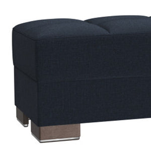 Homeroots 52" Stylish Dark Blue & Brown Chenille Tufted Storage Ottoman - Elegant Seating & Hidden Storage Solution   608889