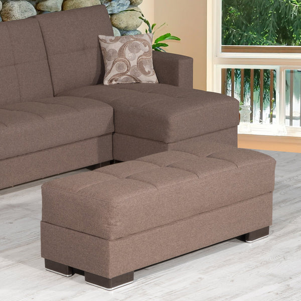 Homeroots 52" Brown Chenille Tufted Storage Ottoman - Stylish, Multi-functional Seating & Hidden Storage Solution   608890