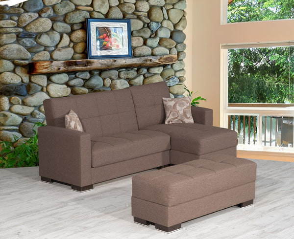 Homeroots 52" Brown Chenille Tufted Storage Ottoman - Stylish, Multi-functional Seating & Hidden Storage Solution   608890