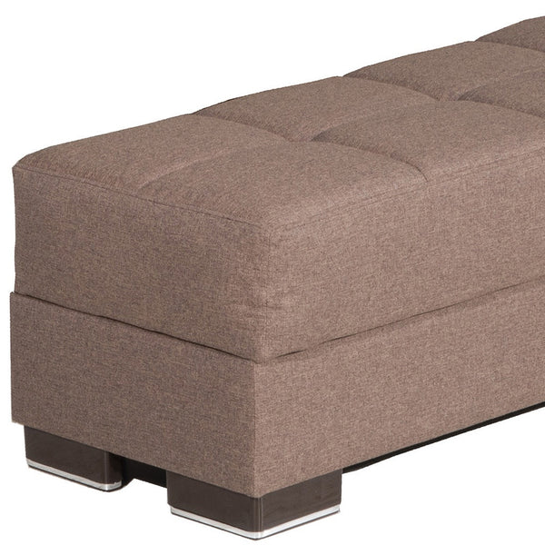 Homeroots 52" Brown Chenille Tufted Storage Ottoman - Stylish, Multi-functional Seating & Hidden Storage Solution   608890