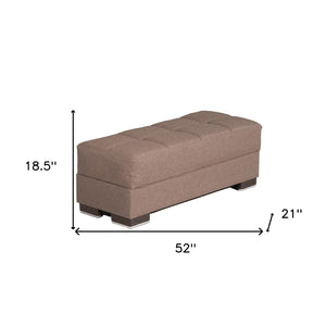 Homeroots 52" Brown Chenille Tufted Storage Ottoman - Stylish, Multi-functional Seating & Hidden Storage Solution   608890