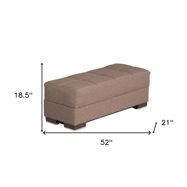 Homeroots 52" Brown Chenille Tufted Storage Ottoman - Stylish, Multi-functional Seating & Hidden Storage Solution   608890