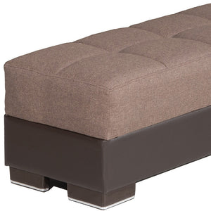 Homeroots 52" Brown Chenille & Faux Leather Tufted Storage Ottoman - Stylish, Multi-functional & Comfortable Design   608892
