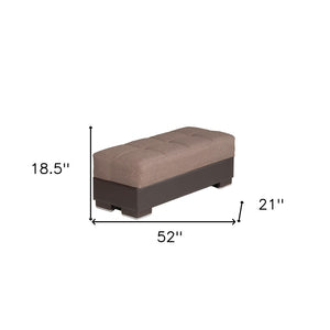 Homeroots 52" Brown Chenille & Faux Leather Tufted Storage Ottoman - Stylish, Multi-functional & Comfortable Design   608892
