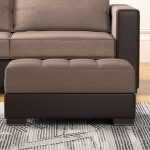 Homeroots 52" Brown Chenille & Faux Leather Tufted Storage Ottoman - Stylish, Multi-functional & Comfortable Design   608892