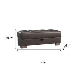 Homeroots 52" Brown Faux Leather Tufted Storage Ottoman - Chic Design For Stylish Living And Hidden Storage Solutions   608894