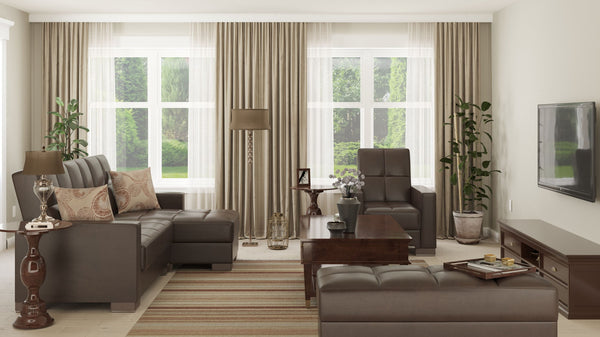 Homeroots 52" Brown Faux Leather Tufted Storage Ottoman - Chic Design For Stylish Living And Hidden Storage Solutions   608894